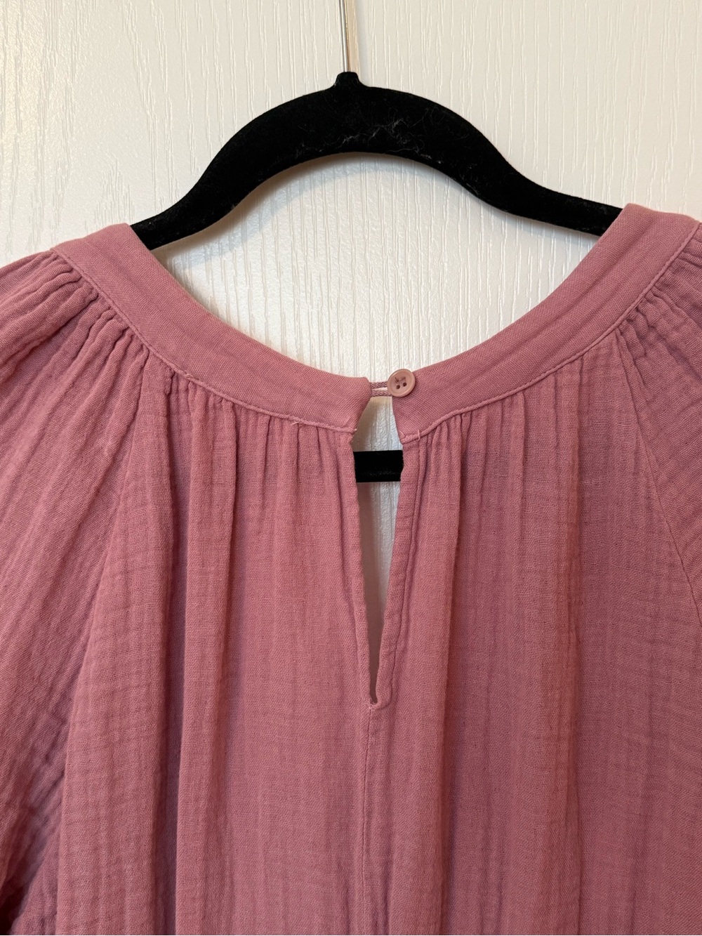 LACAUSA Cotton Gauze Romper Surplice V Neck Blouson Sleeve Mauve XS Made in LA - Picture 5 of 10
